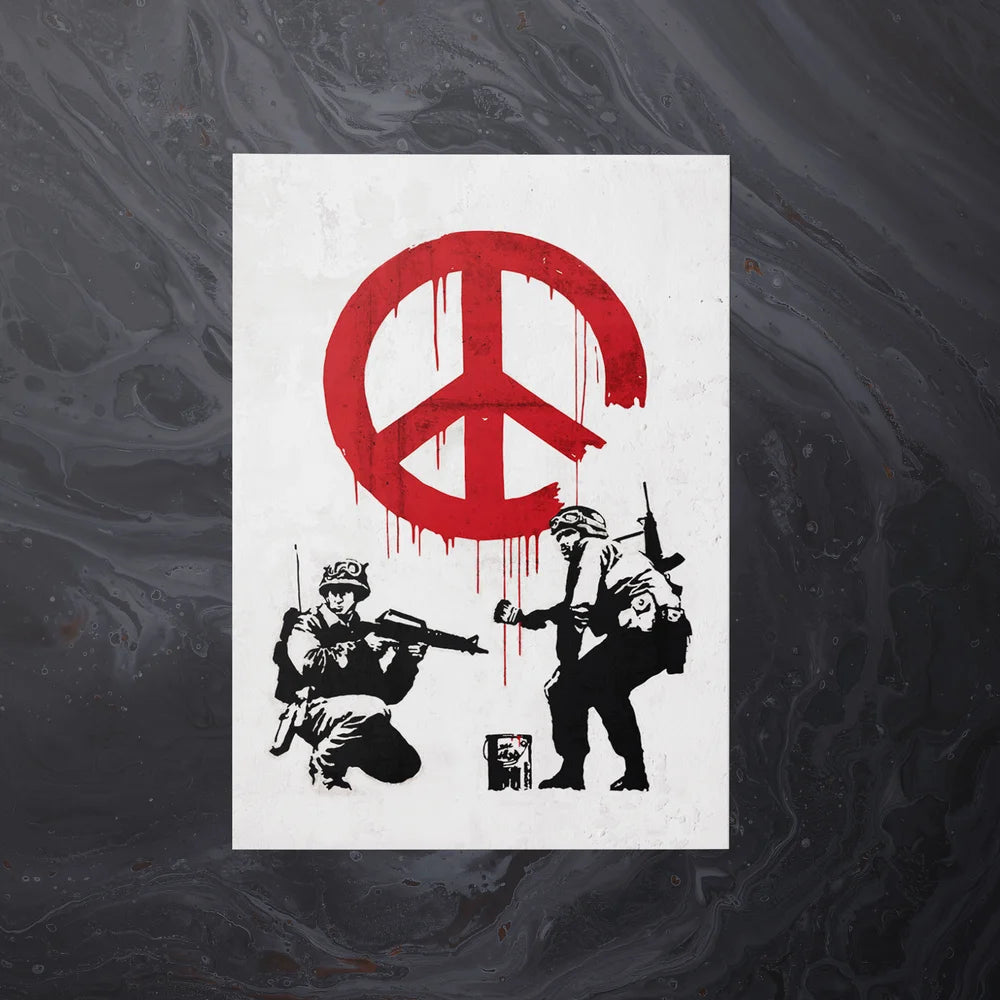Tableau Sur Toile Banksy - Bataille de polochons à l'extérieur de